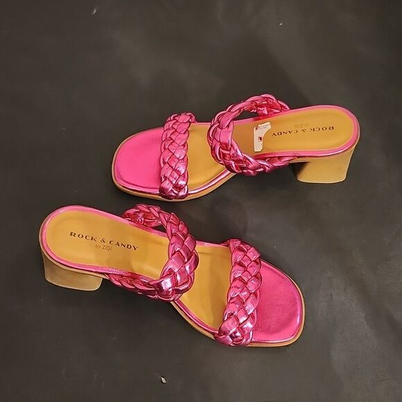 BRAND NEW ROCK&CANDY BY ZIGI DOUBLE BRAIDED STRAPS LOW BLOCK-HEEL SANDAL - Picture 7 of 15